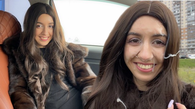 Автоледи Екатерина по-зимнему, в шубе ебётся в тачке, и гуляет со спермой на лице